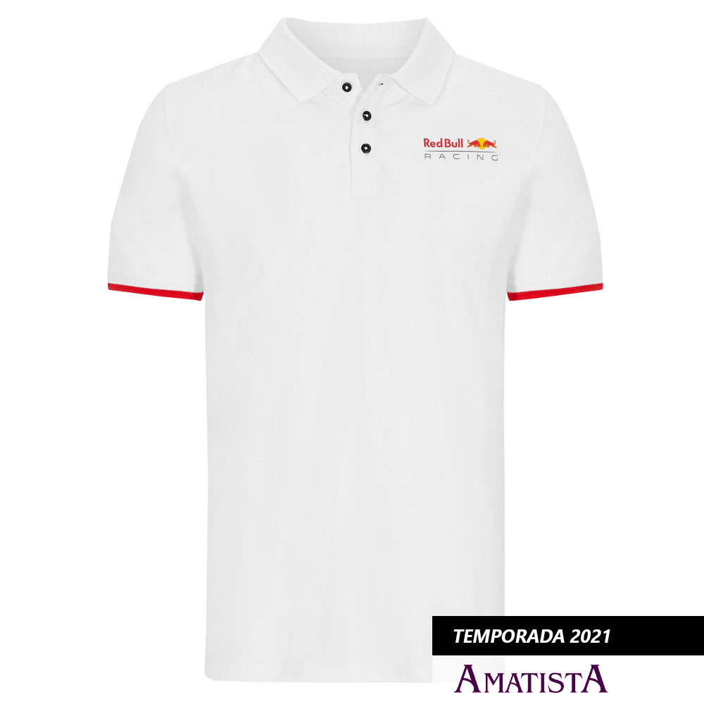 Polera Red Bull Blanca (Cuello Polo)