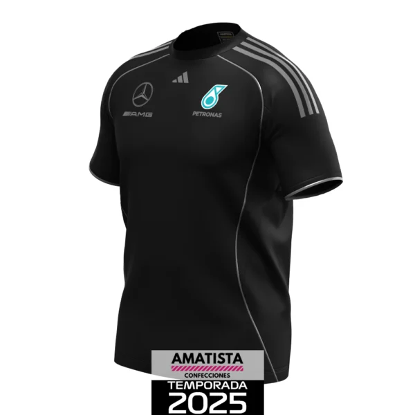 Polera Mercedes 2025 Mechanics Tee Black - Negra (Logos reflectantes) - Imagen 3