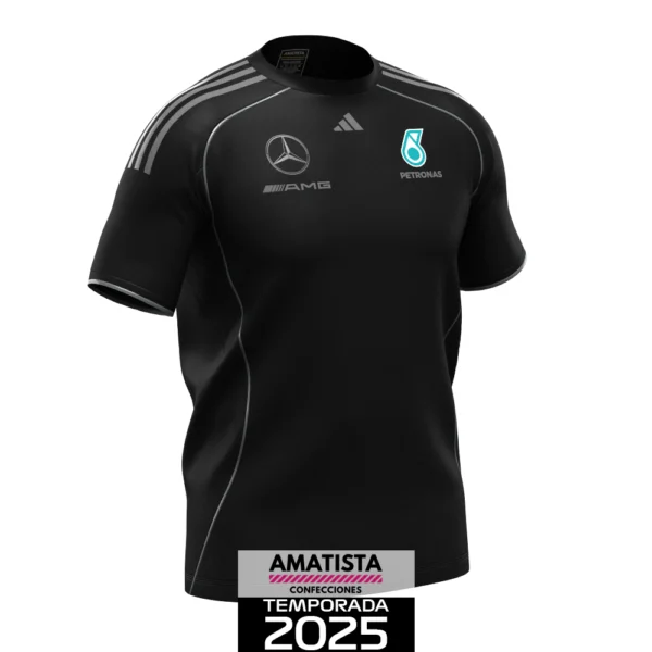 Polera Mercedes 2025 Mechanics Tee Black - Negra (Logos reflectantes) - Imagen 4